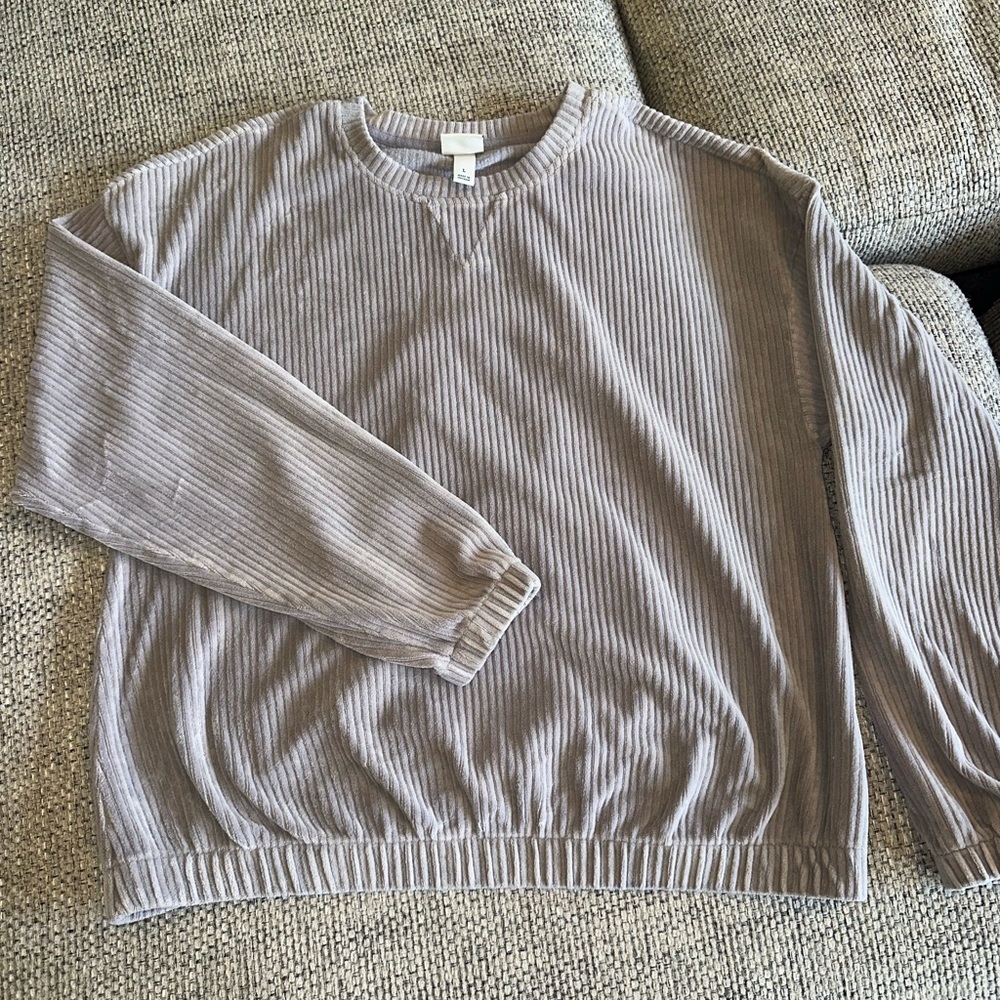 a new day Soft Purple Crewneck Sweater with Ribbed Trim